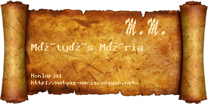 Mátyás Mária névjegykártya